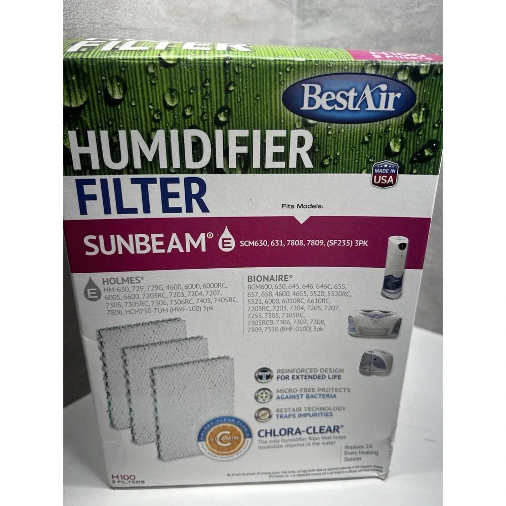 BestAir Humidifier Filter H100 3-Pack Sunbeam E /Holmes E / Bionaire